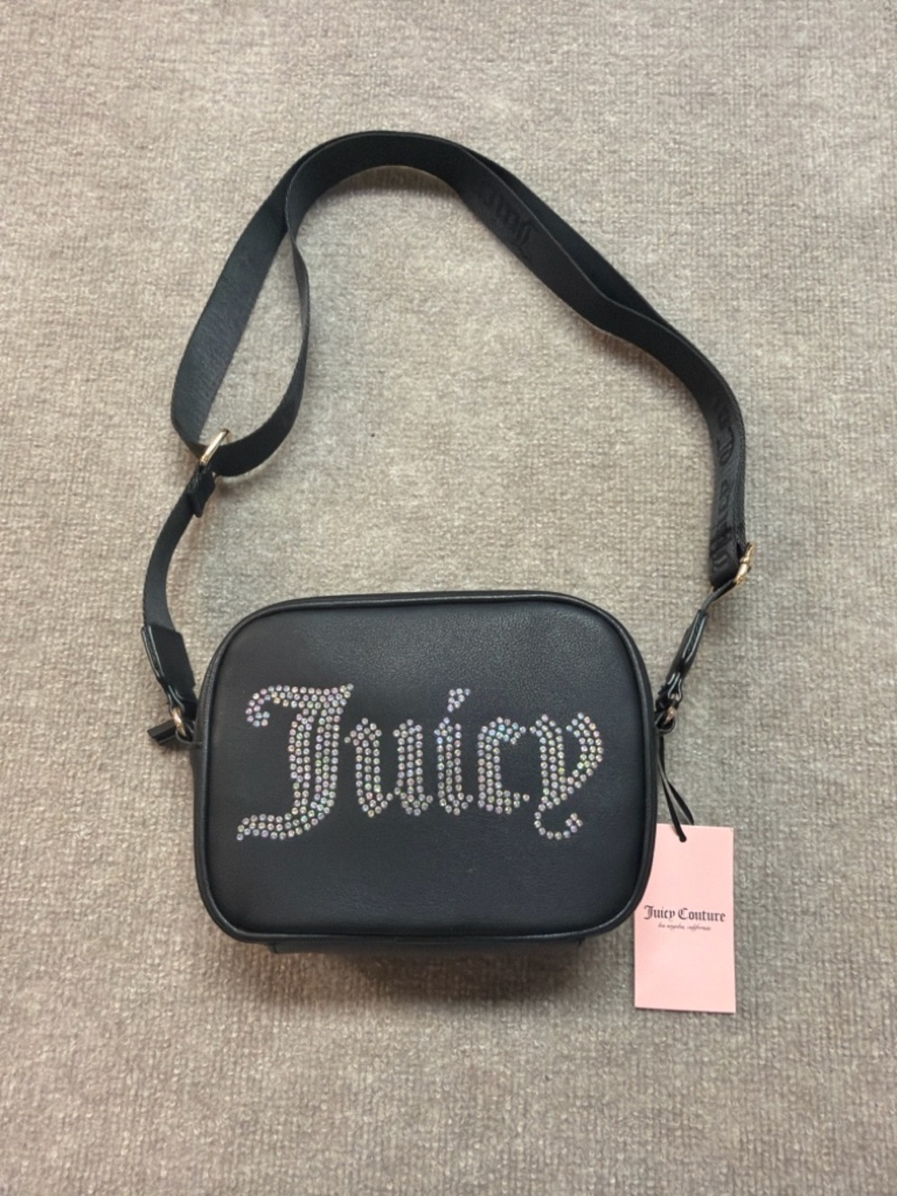 Juicy Couture Black Rhinestone Logo Crossbody Bag NWT Y2K Bling NWT